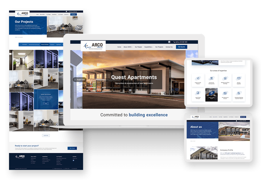 Www.minberasax created the website for construction company ARCO to present their services